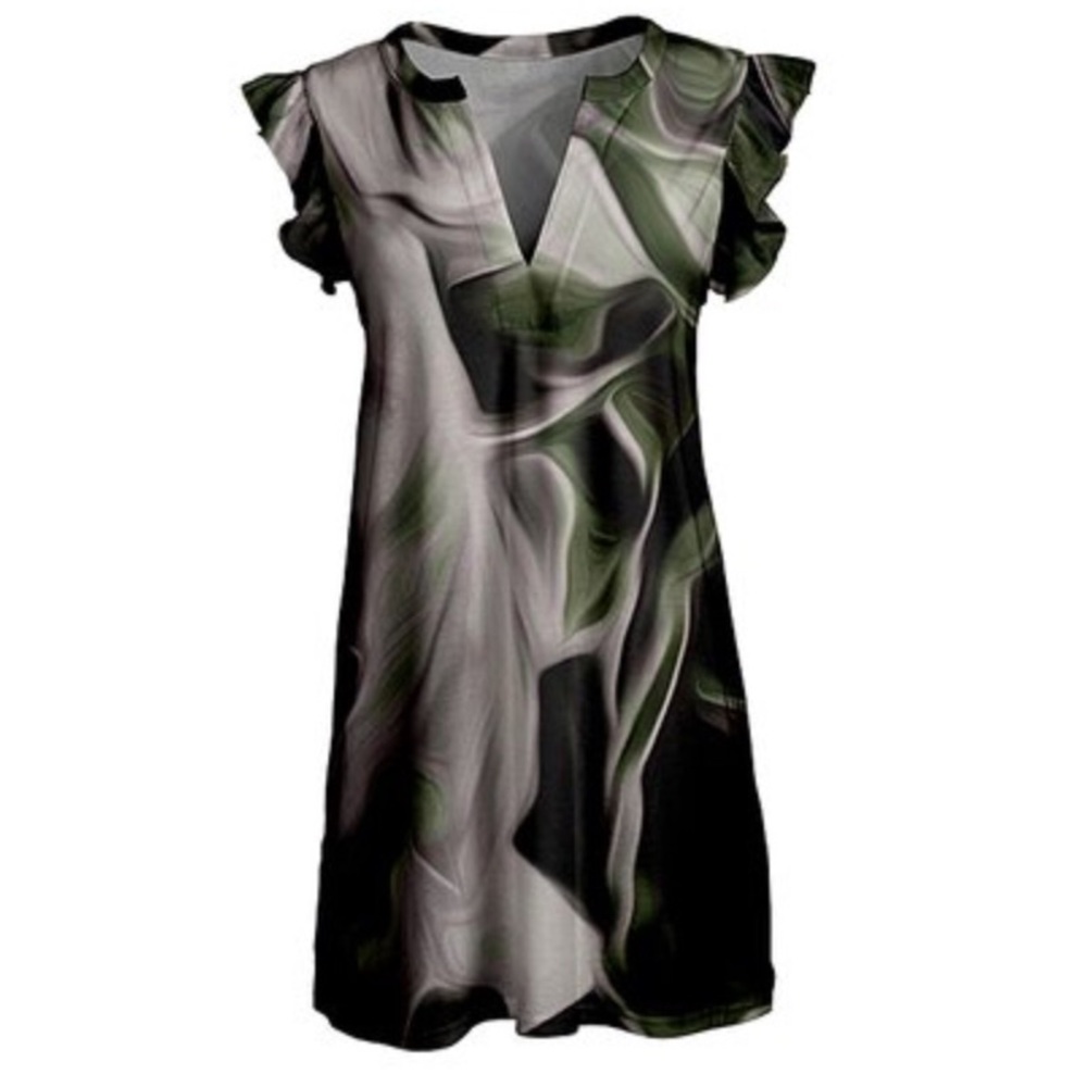 NWT abstract ruffle-sleeve tunic